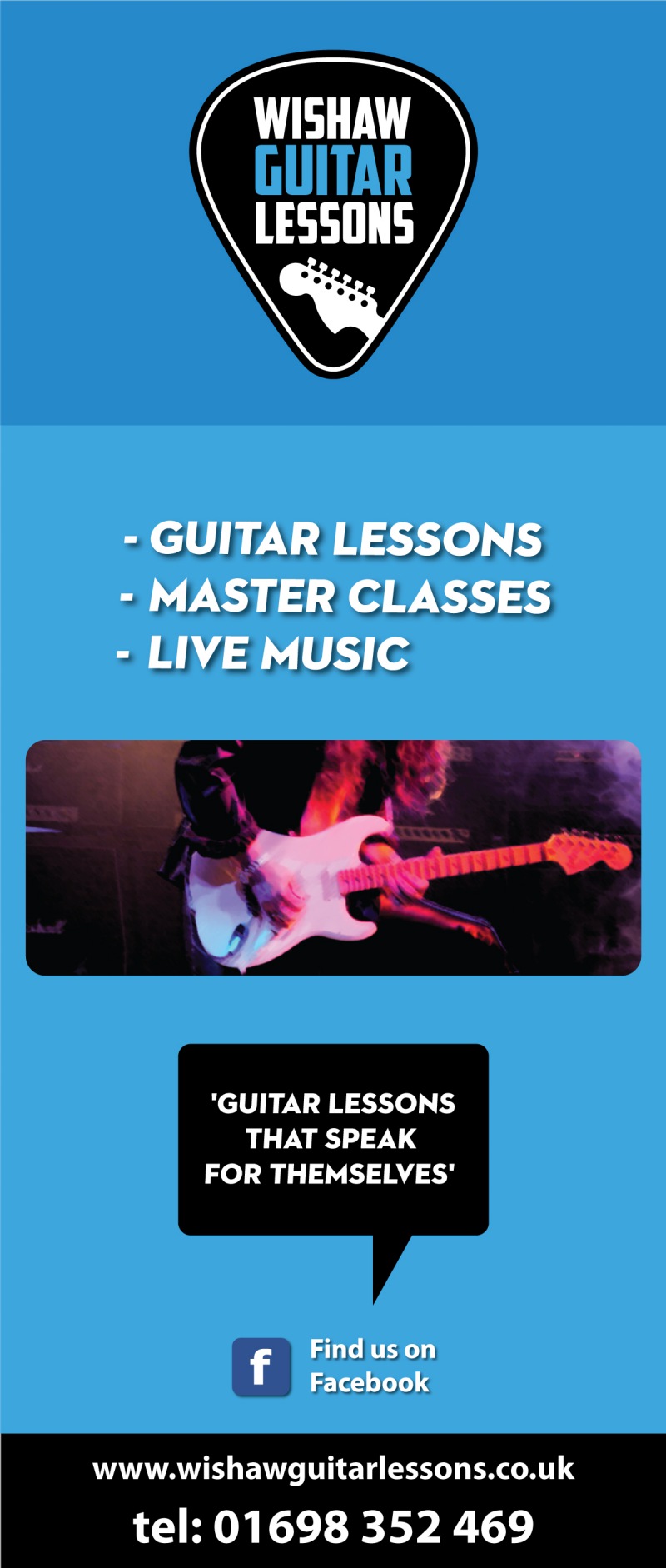 roll up banner  guitar lessons in wishaw, graphic designer london